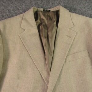 John Ashford Blazer Mens‎ 43R Tan Linen Blend Two Button Sport Coat